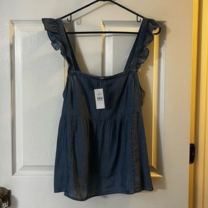 LOFT outlet chambray flutter sleeve tank top